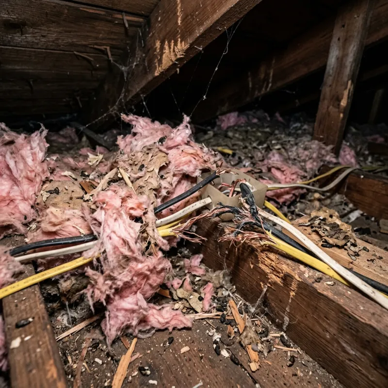 Contaminated ceiling insulation being assessed in a Caroline Springs roof space